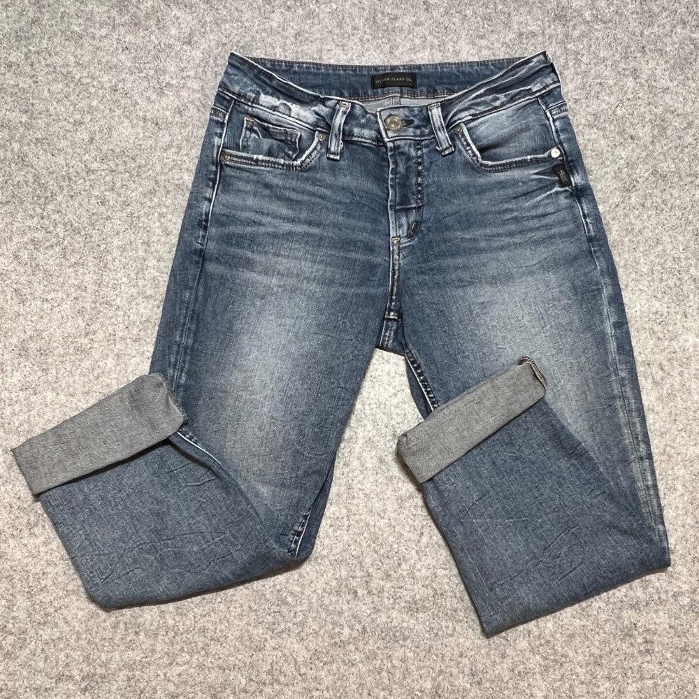 Silver Jeans Co Britt Capri Womens W29 L23.5 Medium Wash Mid Rise Denim Blue